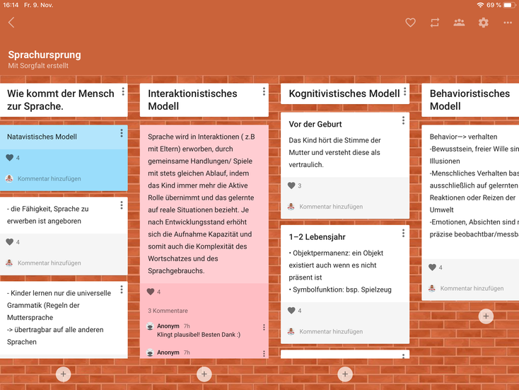 Padlet, erstellt am 09.11.- Sprachursprung