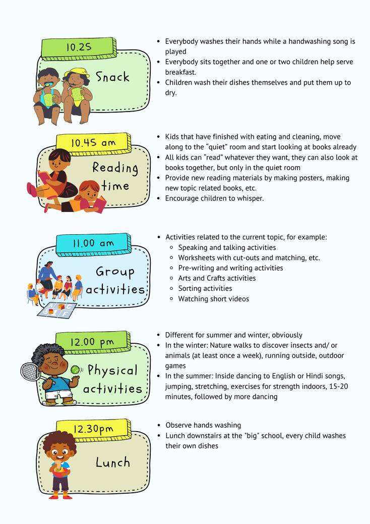 Timetable of a kindergarten for street children Part 2