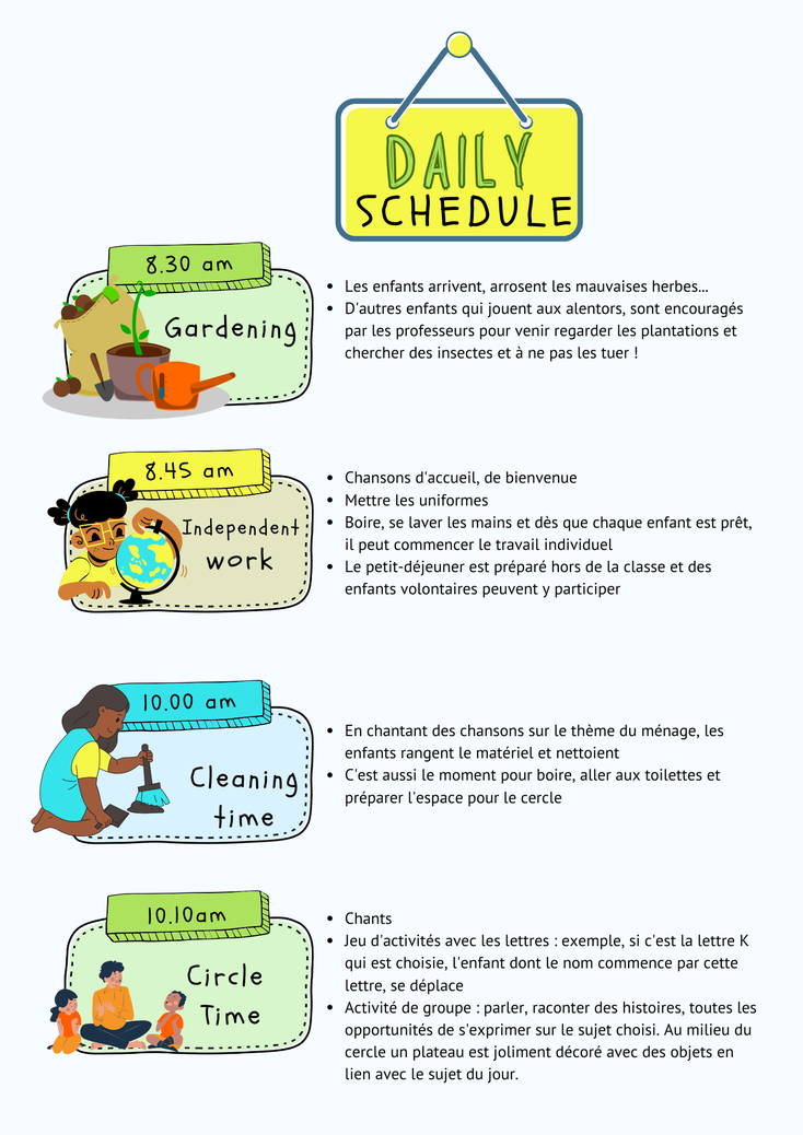 Timetable of a kindergarten for street children Part 1