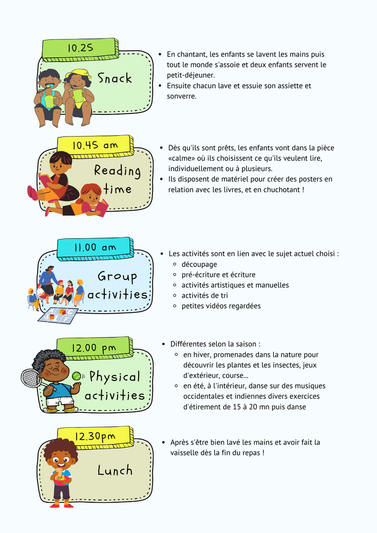 Timetable of a kindergarten for street children Part 2