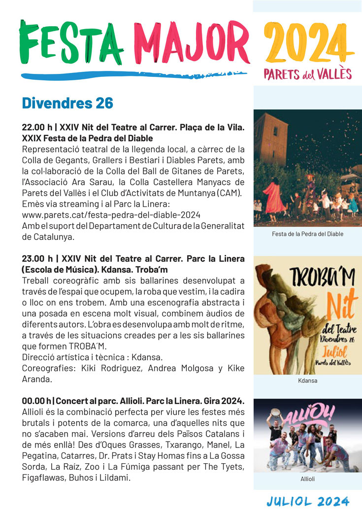 Programa de la Festa Major de Parets del Valles