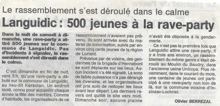 Rave Party à Languidic Mai 2001 (Free Party tekno) organisé par KD (JC troudet) PSY.K.D.LIK Tribe Archives Free BZH