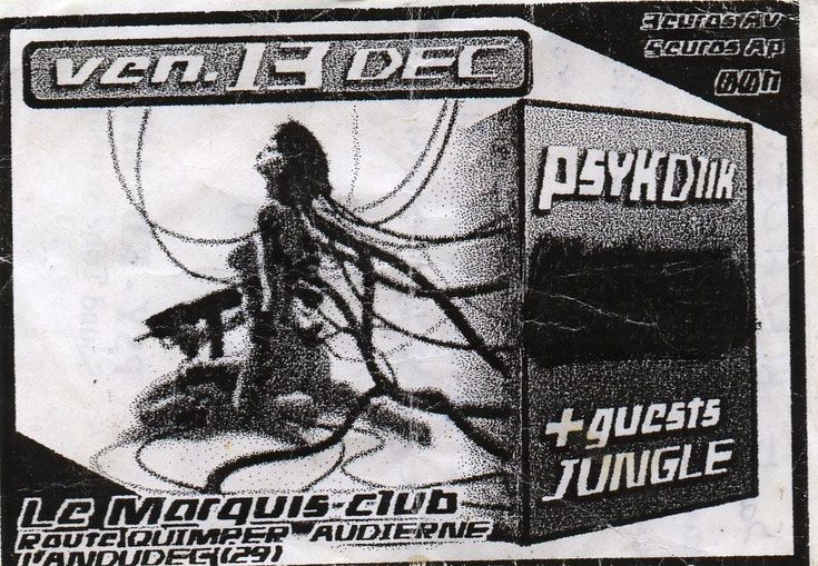 Le Marquis Club Landudec Flyer Soirée Tekno Techno (Rave Party - free Party Archives de JC Troudet) Aka KD.BZH PSY.K.D.LIK Tribe Sound System