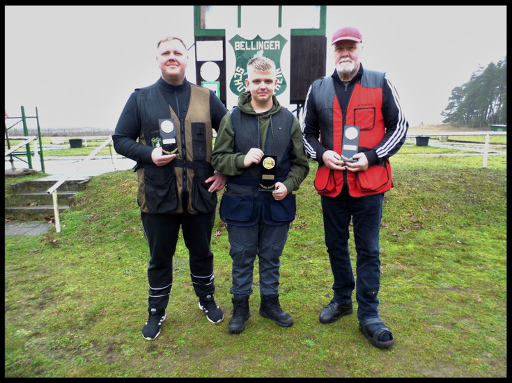 Gewinner des Neujahrsschießen 2023 Steffen Fröhlich, Tim Pankau und Werner Fröhlich.