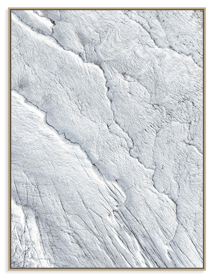 Abstract aerial view of glacier structures on Gorner Glacier in Switzerland