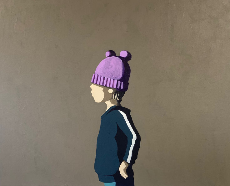 the purple hat - Acryl auf Leinwand, 80x100cm, 2022