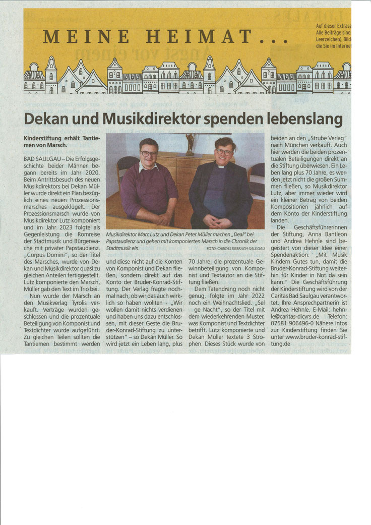 Tantiemen von Marsch erhält Kinderstiftung