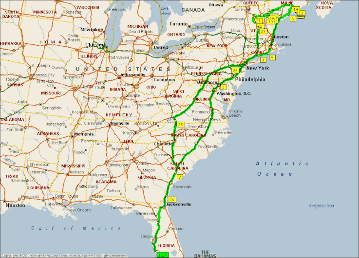 Übersichtskarte der Tour (Microsoft Streets & Trips)