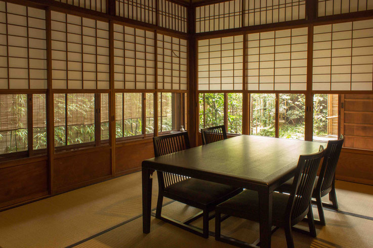 Shōji with glass windows.