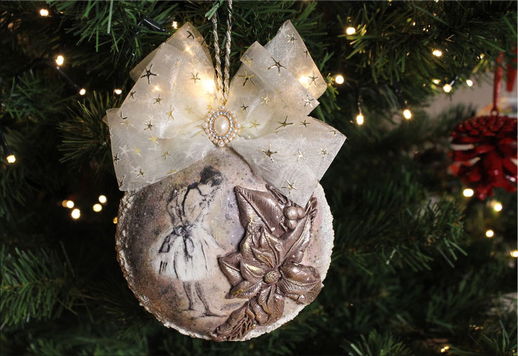 Dècoupage Medallion "Ballettänzerin" Dècoupage Dekor-Medallion Vintage Weihnachten