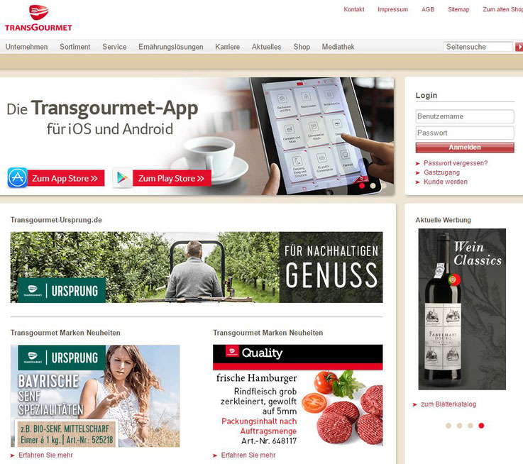 Homepage Transgourmet