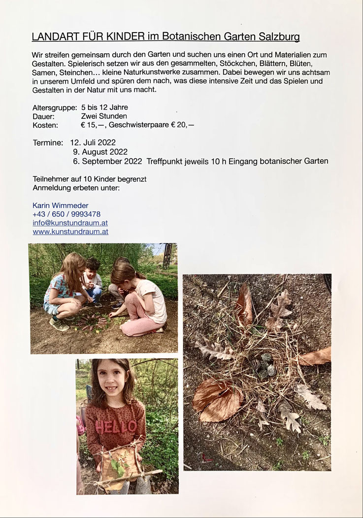  Veranstaltung, LandArt, offenes Atelier, Bilder, Kalender, Naturkunst, LandArtworkshops 