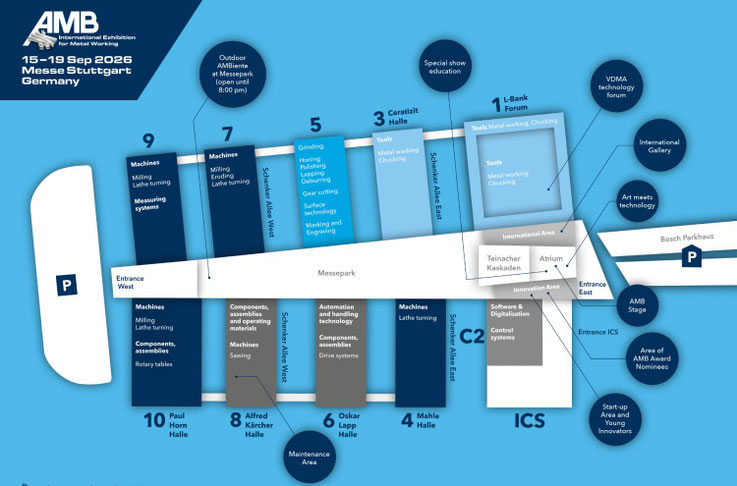 AMB International Exhibition für Metal Working Messe Stuttgart indoor hall plan