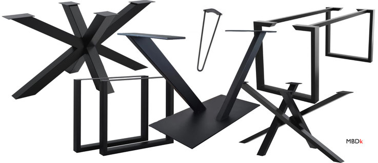 Large panel de pieds de tables et de meubles réalisables par Métal bois Deko