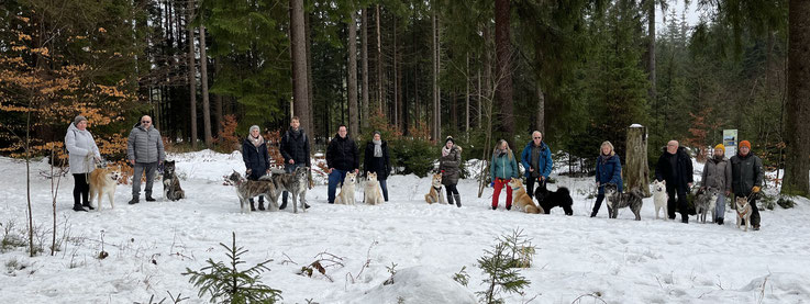 JAkita-Spaziergang am 12. Februar 2023 am Fichtelsee in Bayern