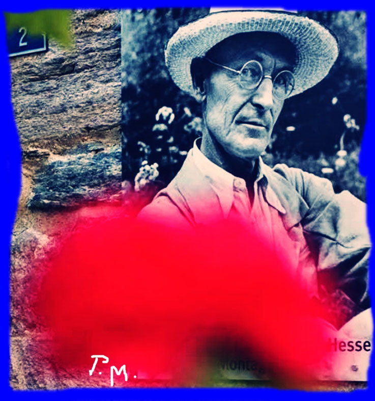 Pedro Meier, Hermann Hesse Montagnola, Steppenwolf Übermalt, Meditated Vandalism, Overpainted Photographs, Paraphrase, Ready-made, Objet trouvé, Graffiti, Dada Fluxus Artwork by Pedro Meier, Schriftsteller, Multimedia Artist, Künstlerlexikon SIKART Zürich
