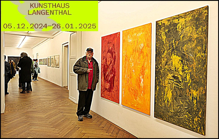 Pedro Meier METAMORPHOSEN, Triptychon, Öl, Lack auf Leinwand, Ausstellung KUNSTHAUS LANGENTHAL Cantonale Bern Jura 05.12.24 → 26.01.25, Kurator Raffael Dörig, Pedro Meier Lyriker Schriftsteller, Multimedia Artist, Oberaargau, Künstlerlexikon SIKART Zürich