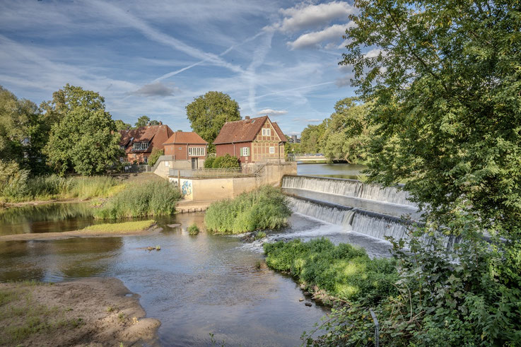 Von der Terasse des Restaurants, in dem ich zu Abend aß, hatte  ich diesen schönen Ausblick auf die Aller.