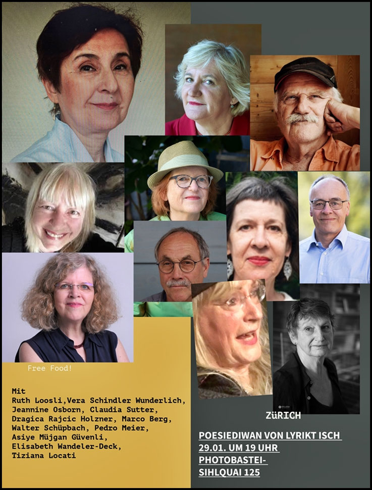 Pedro Meier Autorenlesung Gedichte » LyrikTisch Zürich «, POESIEDIWAN, Projekt von ALIT Netzwerk für Literatur, Photobastei, Sihlquai 125, Zürich, 29.1.2026, 19 Uhr, Lyriklesung, Literaturfestival, Lyrikkabinett – Poesiefestival mit 11 Lyrik-Schreibenden
