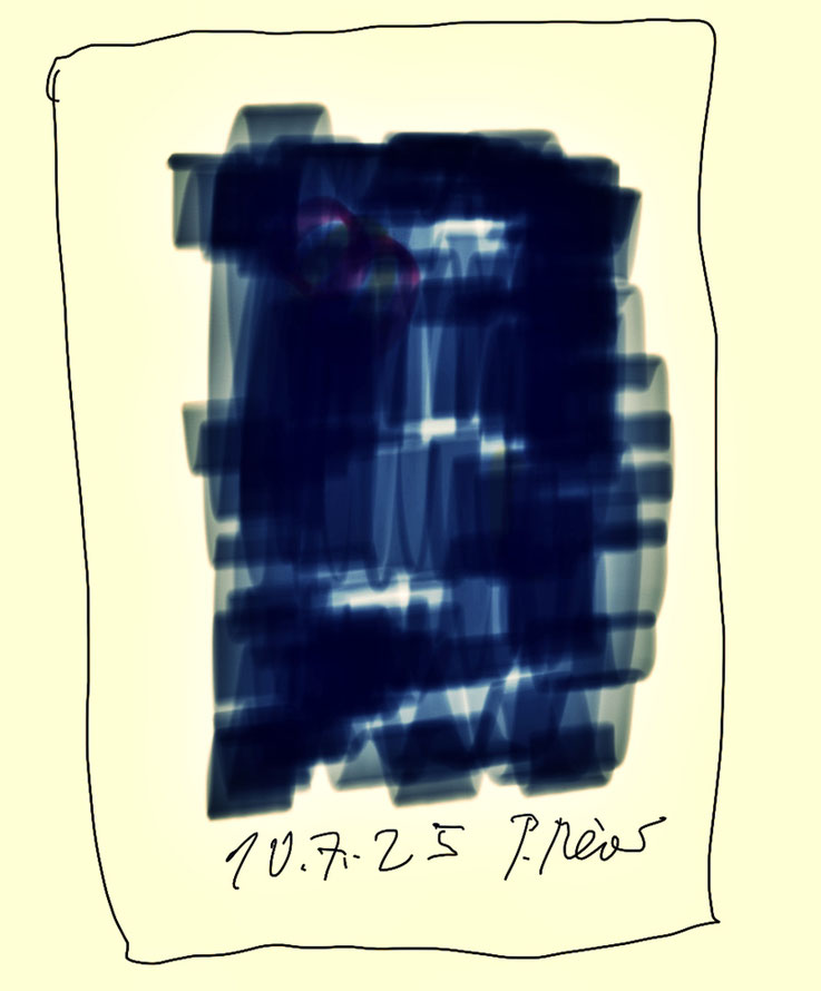 Pedro Meier – Bild zum Tag – Malerei auf iPad, 10. Juli 2025, Zeichnung auf Papier – Artwork by Pedro Meier, Schriftsteller, Lyriker, Multimedia Artist, Conceptual Art, Spoken Word Performance, Künstlerlexikon SIKART Zürich, Autorenlexikon AdS Schweiz 
