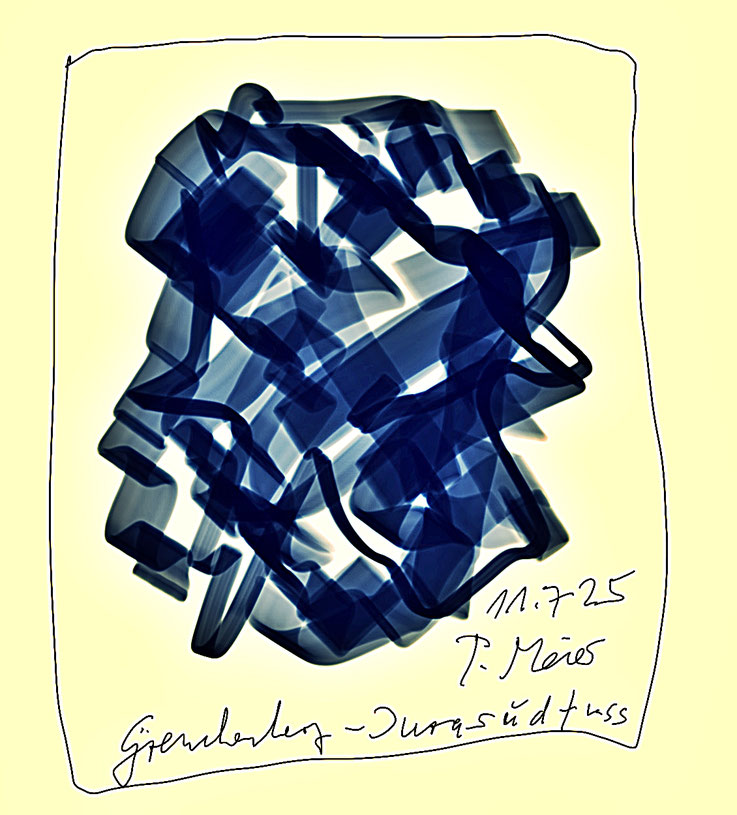 Pedro Meier – Grenchenberg Jurasüdfuss aus Zyklus Malerei auf iPad Tagebuch, auf Papier 11.7.2025 Artwork by Pedro Meier Schriftsteller, Lyriker, Multimedia Artist, Conceptual Art, Spoken Word Performance. Atelier Niederbipp, Künstlerlexikon SIKART Zürich