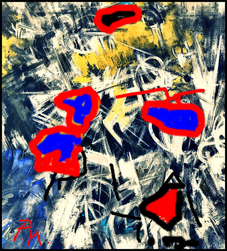 Pedro Meier, Tohuwabohu, Arte Informel, Gestische Abstraktion, Abstrakter Expressionismus, Action Painting, Lyrische Abstraktion, Paraphrase zu Emilio Vedova – Artwork 2025 Mixed Media by Pedro Meier, Schriftsteller, Multimedia Artist, Conceptual Art
