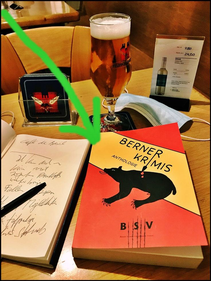 Pedro Meier Krimi Autor Schreibort Restaurant Bar Brésil, Bollwerk 15, Bern. 2021 BERNER KRIMIS Anthologie. Pedro Meier »Die Ermordung von Albert Einstein« (Kurzfassung), Berner Schriftsteller Verein BSV, ISBN 978-3-347-26314-7, Autorenlexikon AdS Schweiz