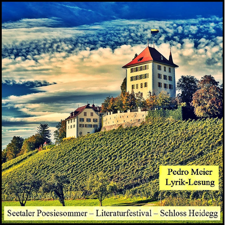 Pedro Meier Lyrik-Lesung – Seetaler Poesiesommer – Literaturfestival der leisen Töne – Schloss Heidegg – Gelfingen LU – Pedro Meier Lyriker, Schriftsteller, Multimedia Artist, Conceptual Art, Spoken Word Performance – Autorenlexikon Literaturport Berlin