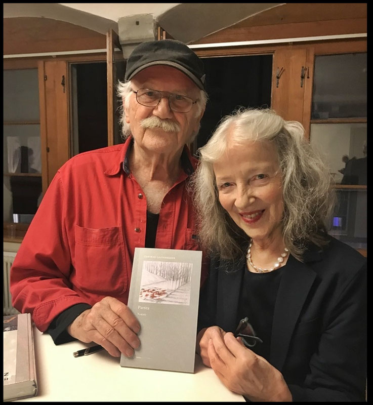 R.I.P. Gertrud Leutenegger (1948-2025) – Foto mit Pedro Meier anlässlich der Lesung aus »Partita«, Nimbus Verlag (Bernhard Echte), im Kulturhaus Helferei Kirchgasse Zürich 2022 – Archiv Pedro Meier, Schriftsteller, Lyriker, Multimedia Artist Niederbipp BE
