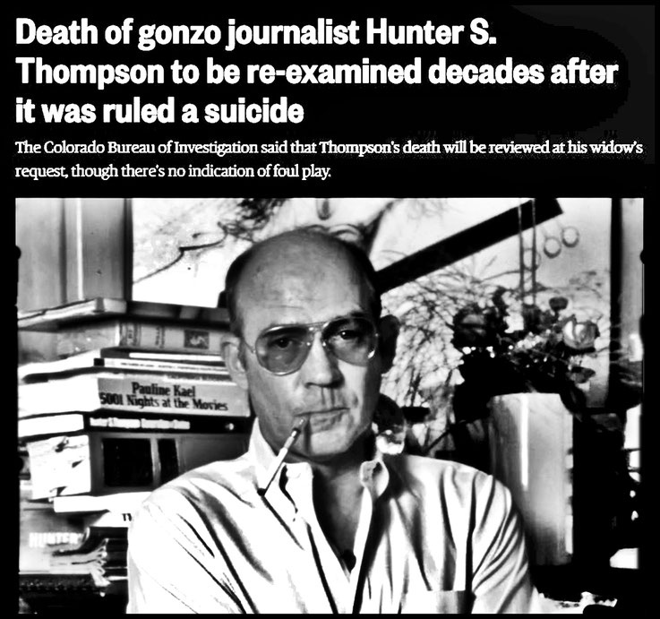 Pedro Meier – Hunter S. Thompson 2026 – Death of gonzo journalist Hunter S. Thompson (1937-2005) to be re-examined decades after it was ruled a suicide. Fear and Loathing in Las Vegas & Hell's Angels & Kentucky Derby. Pedro Meier, Chronik des Augenblicks