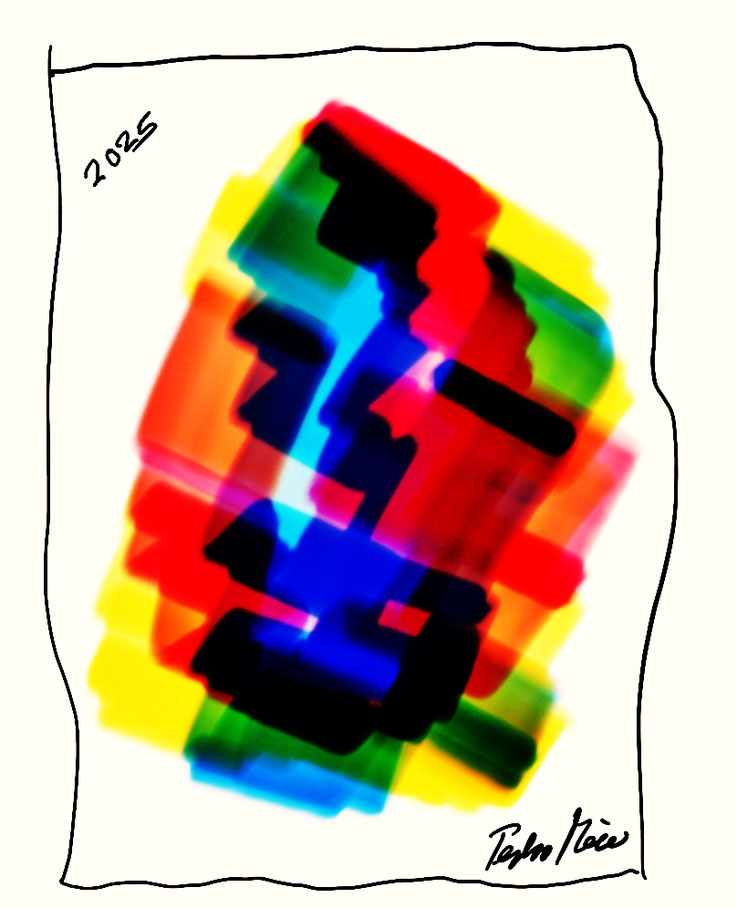 Pedro Meier, Hommage an Paul Klee, iPad Malerei Tagebuch 29.7.2025, Artwork by Pedro Meier, Schriftsteller, Multimedia Artist, Conceptual Art, Spoken World Performance, Niederbipp Jurasüdfuss, Autorenlexikon AdS Schweiz, Künstlerlexikon SIKART Zürich