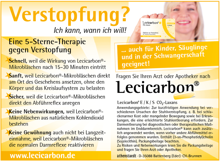 Anzeige Lecicarbon® –Verstopungszäpfchen