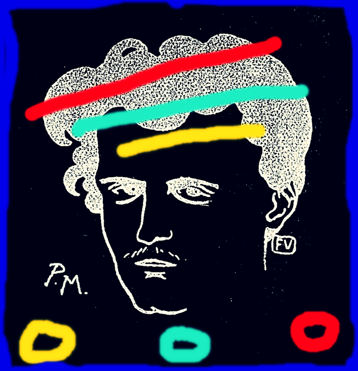 Pedro Meier Paraphrase zu Portrait von Lautréamont – Die Gesänge des Maldoror – Félix Vallotton, Serendipity-Zyklus Mixed Media, Overpainted Photographs, Interaktion Netzkunst, Artwork by Pedro Meier, Lyriker, Multimedia Artist, Schriftsteller, Niederbipp