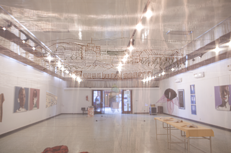 Raumansicht mit Arbeiten von Ulli Böhmelmann, Saleh Lo, Alexandra Deutsch, Malika Diagana und Cornelia Rößler