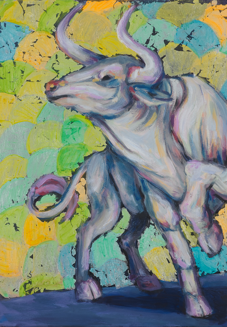 art bulls painting oil painting glitter blue black bull stiere Gemälde Malerei Tanja Gott