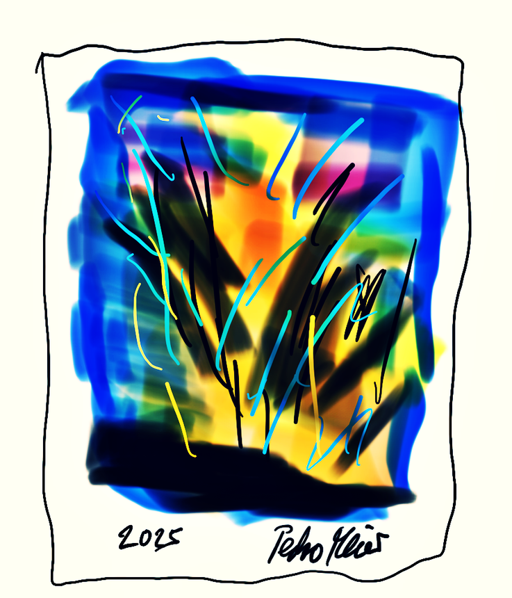 Pedro Meier – Lewis Carrolls Wunderland, Realität und Fantasie – iPad Malerei Tagebuch Juli 2025, Artwork by Pedro Meier Lyriker, Schriftsteller, Multimedia Artist, Spoken Word Performance, Autorenlexikon AdS Schweiz, Künstlerlexikon SIKART Zürich Visarte