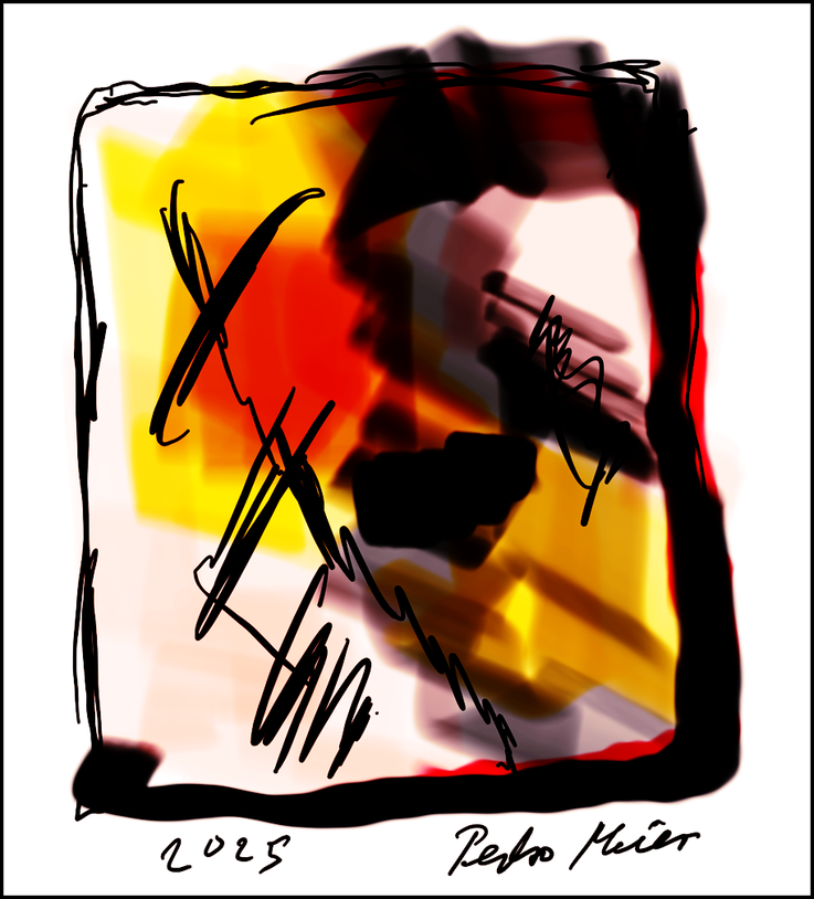 Pedro Meier – Weinberg im Burgund, Frankreich, Skizze – iPad Malerei Tagebuch, 31.7.2025, Artwork by Pedro Meier, Schriftsteller, Lyriker, Multimedia Artist, Conceptual Art, Spoken Word Performance, Atelier Niederbipp am Jurasüdfuss & Anderswo – Visarte