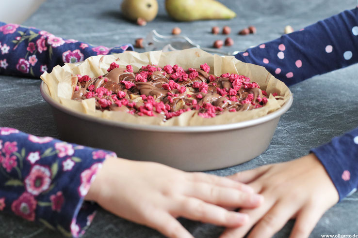 Schokokuchen Rezept Birnen Olivenöl Test Gesund backen für Kinder Oligarto