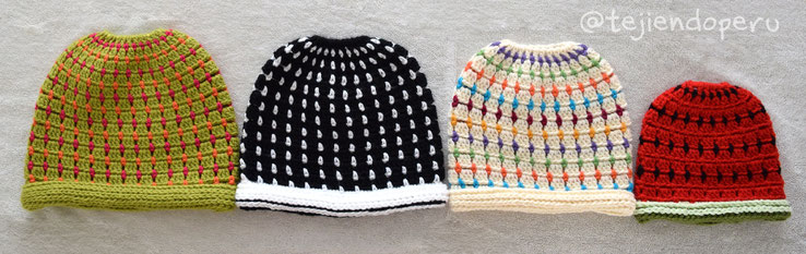 Gorros para cola de caballo o moño tejidos a crochet