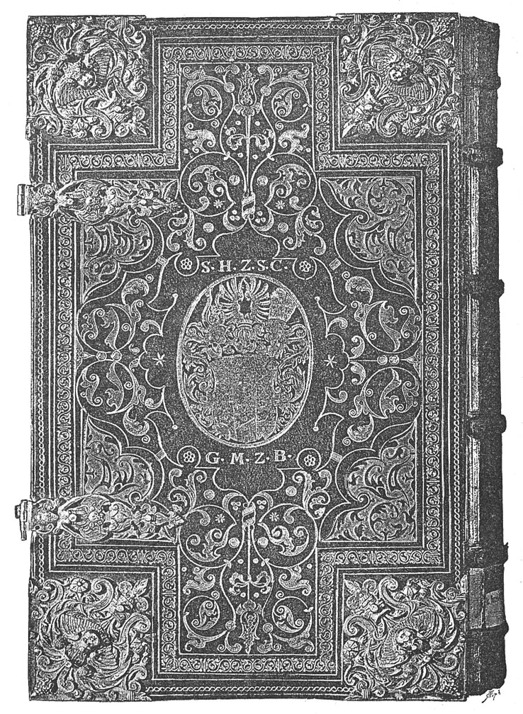 Bucheinband mit Silberbeschlägen von Martin Alnpeck in Dresden. 1589. Königliche Bibliothek zu Dresden.