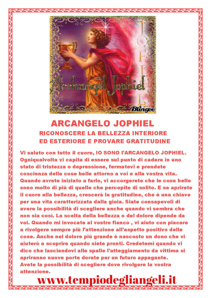 Arcangelo Jophiel 💖❤ Queste schede le ho redatte io e sono tratte dal libro di Isabelle Von Fallois "Il potere di guarigione degli Angeli " 