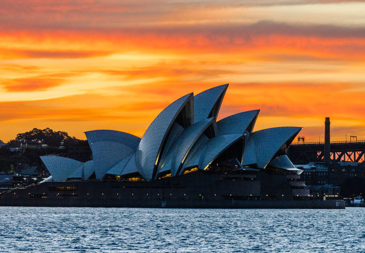 Close-up of the Sydney Opera House during sunset