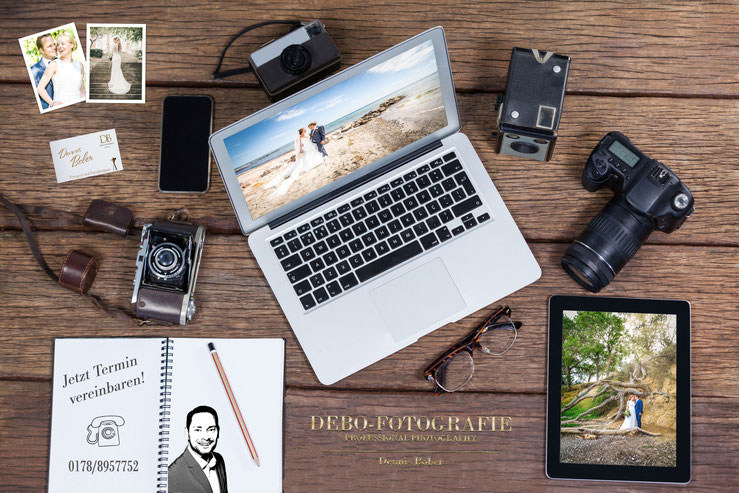 Fotograf Lübeck Dennis Bober Arbeitsbereich Schreibtisch Termin vereinbaren für eine Hochzeit, ein Babyshooting oder Mitarbeiterfotos Telefon 01788957752.
