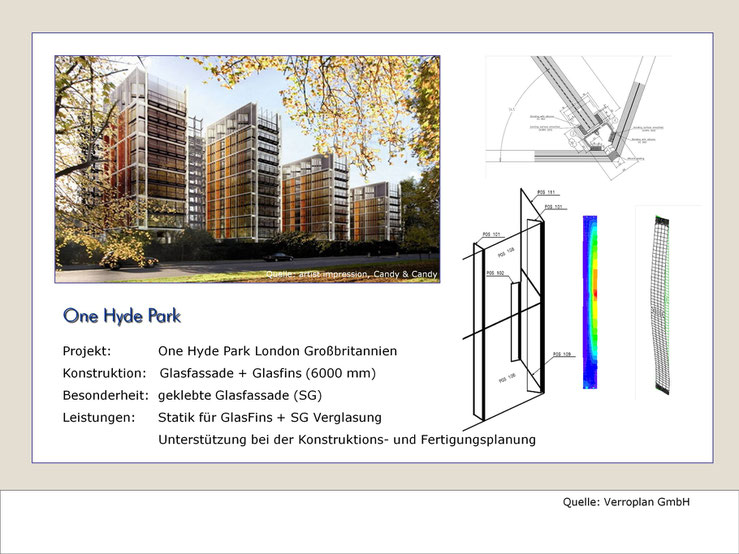 Statik/Berechnungen für Glasfins bis 6,0 m, Structural Glazing Fassade (Silikon), Fertigungsplanung