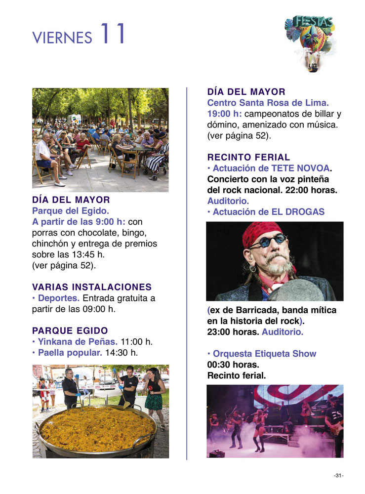 Programa de las Fiestas de Agosto en Pinto