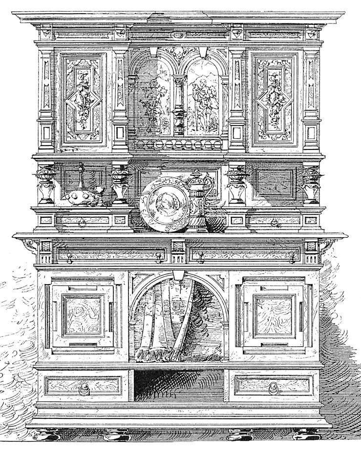Büffetschrank, entworfen von Professor A. Haas in Luzern.