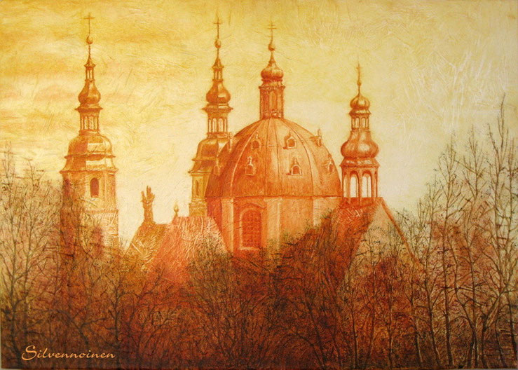 Fuldaer Barock-Dom, Acryl und Ölmalerei auf eigener Struktur 