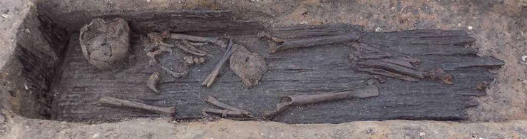 Plank lined grave.  Photo courtesy of Historic England.