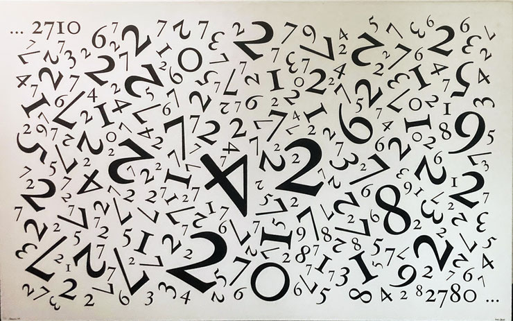 Paolo Grassi’s artwork “119 – Black on White”, a dense composition of black numbers on white background