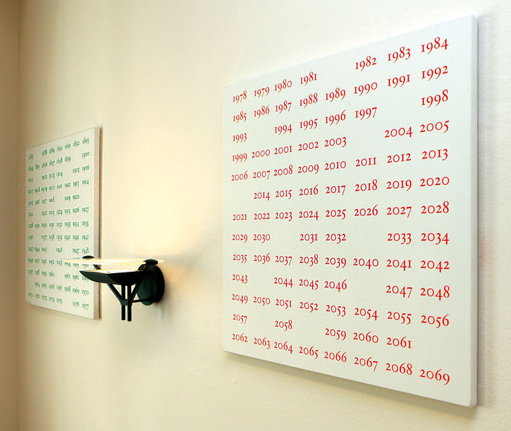 Paolo Grassi – Painting with red numerical sequence 1978–2069, Municipality of Losone, 2009